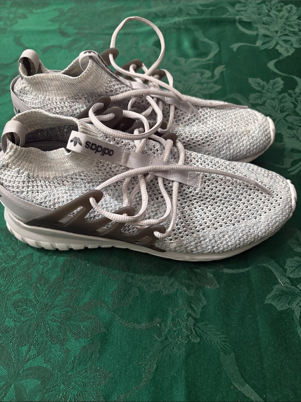 adidas Gray Knit Sock-Style Lace-Up Sneakers
